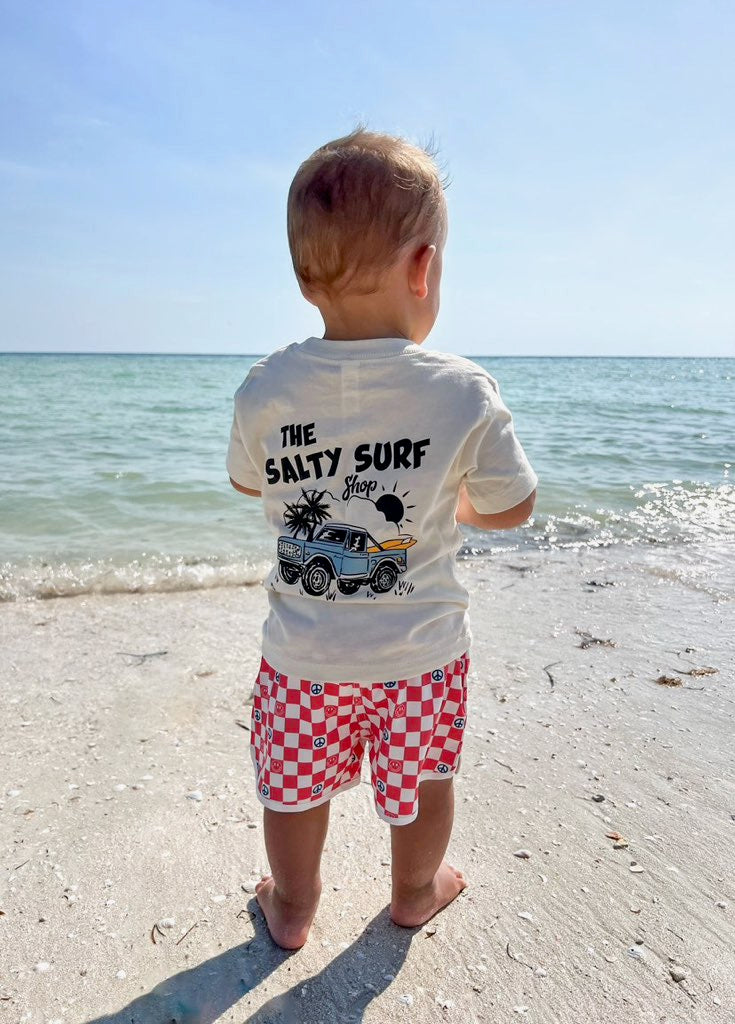 Retro swim trunks
