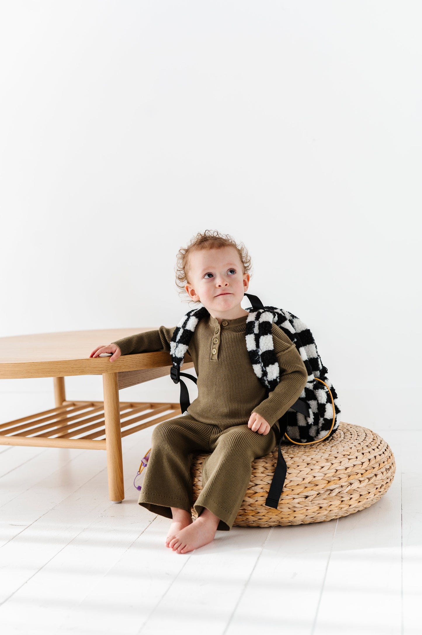 The Aspen Mini Backpack- Sherpa Black and White Check