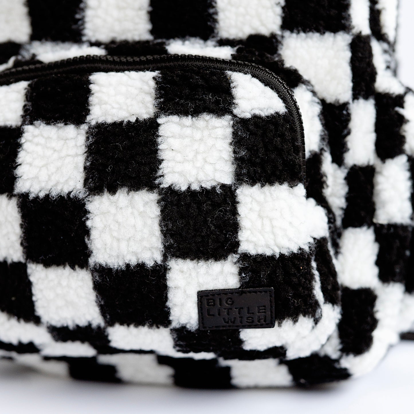 The Aspen Mini Backpack- Sherpa Black and White Check