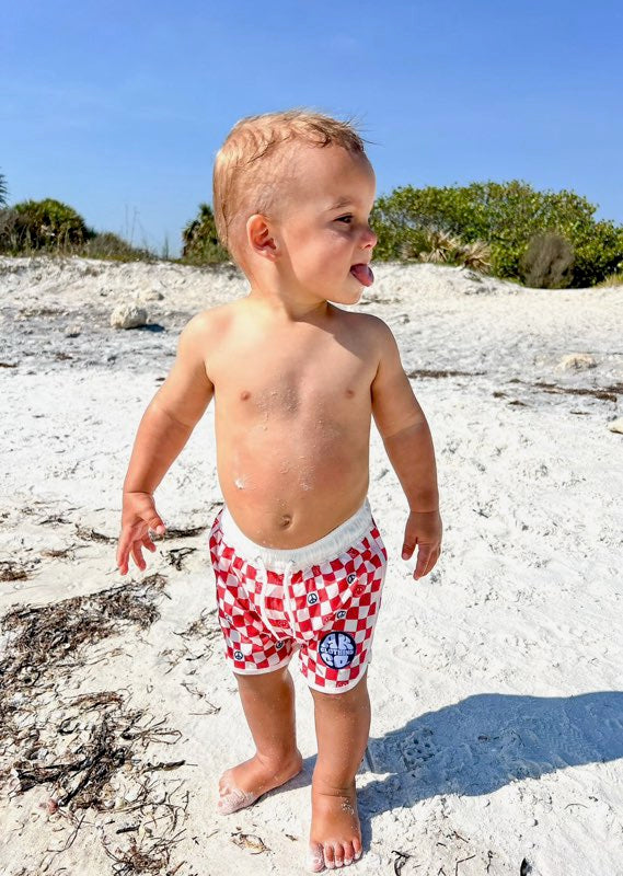 Retro swim trunks
