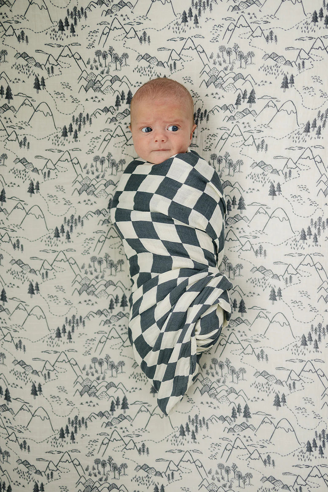 Charcoal Checkered Muslin Swaddle