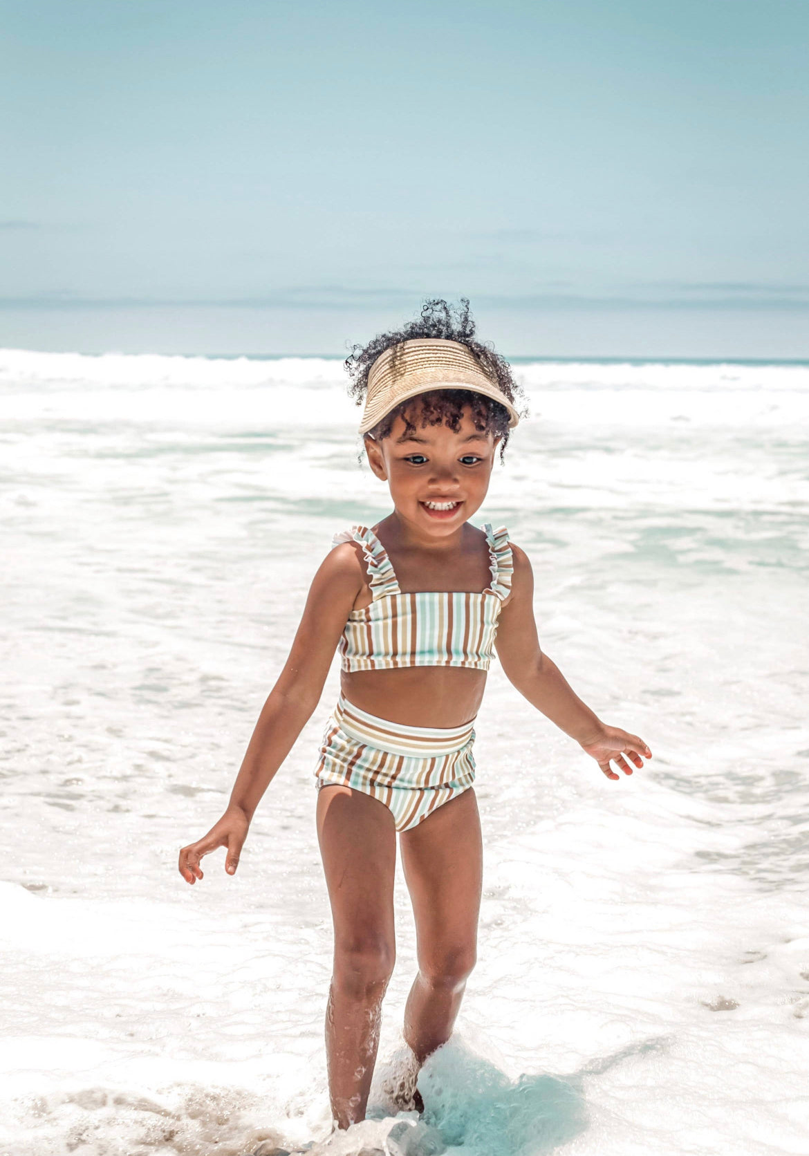 Strap Bandeau Bikini Set-Summer Stripes