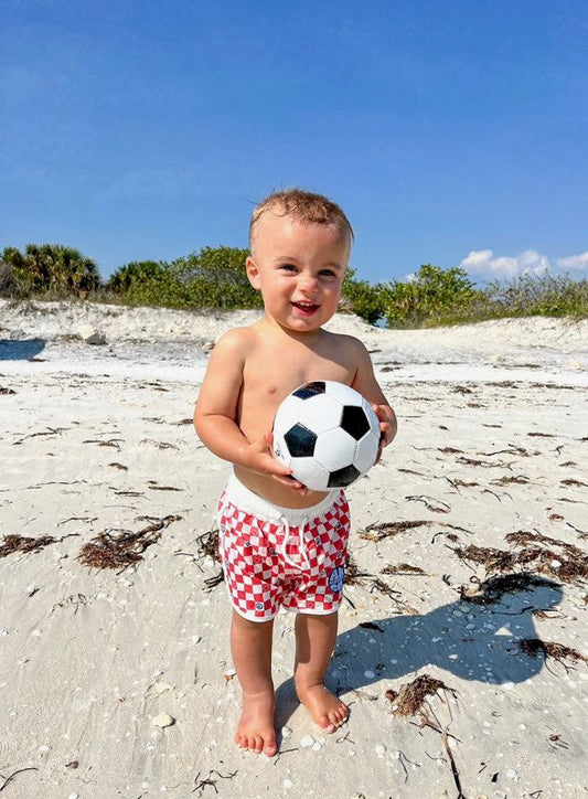 Retro swim trunks