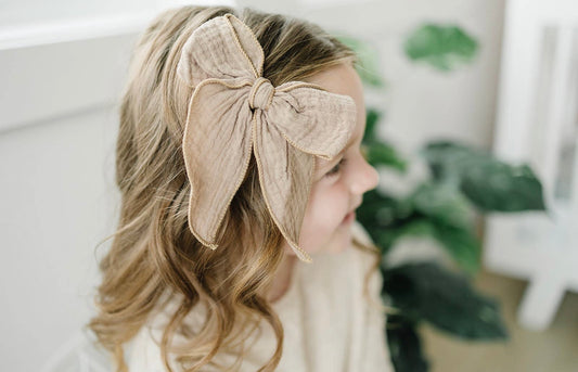 Large Gauze Linen Hair Bow