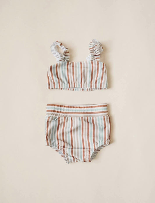 Strap Bandeau Bikini Set-Summer Stripes